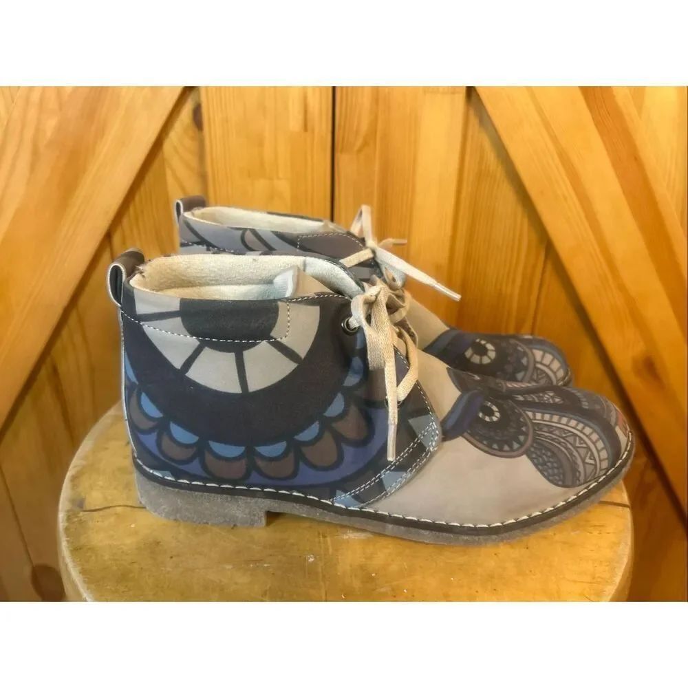 GOBY Owl Ankle Boot Size 39 8.5 Tan Brown Hayward Lace Up